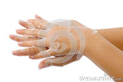 Hand washing medical procedure step isolated Stock Photo