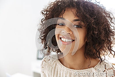 Close up image of Happy woman wearing in casual clothes Stock Photo