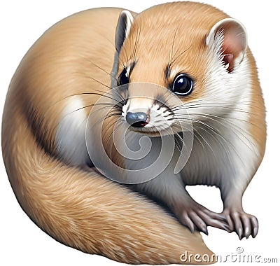 A close-up image of a Japanese Weasel. Ai-Generated. Stock Photo
