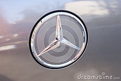Close up image of Mercedes-Benz car logo Editorial Stock Photo