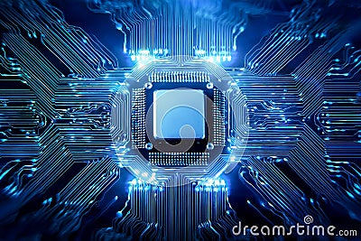 A close-up image of a microchip, an AI-powered design tool, and further refined to meet high-quality standards Stock Photo