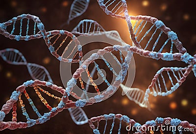 A close up digital illustration of dna strands. Stock Photo