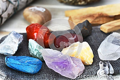 Chakra Balancing Crystals Close Up Stock Photo