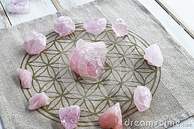 Healing Rose Quartz Crystals Stock Photo