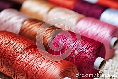close-up image of a spool of thread used in upholstery Stock Photo