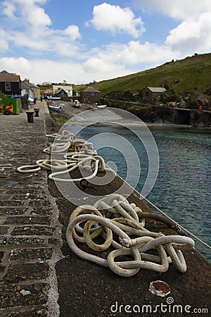 tangled mooring ropes Stock Photo