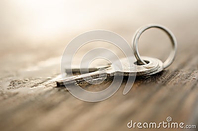 close up image of vintage skeleton keys over wooden Stock Photo