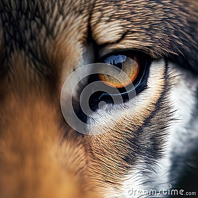 Close up image of a wolf eyes, beautiful macro shoot. Generative Ai Stock Photo