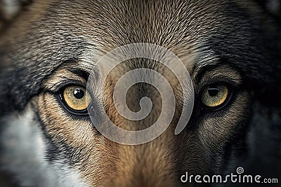 Close up image of a wolf eyes, beautiful macro shoot. Generative Ai Stock Photo