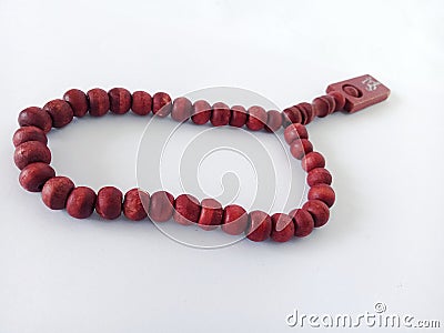close-up image of wooden prayer beads Stock Photo