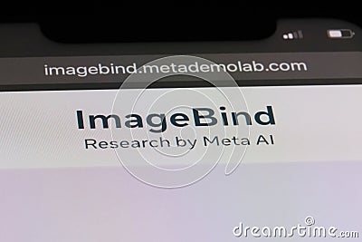 close up ImageBind logo on official website Editorial Stock Photo