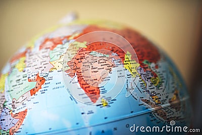 Close up of India on globe Stock Photo