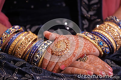 Close up of indian bride with jewelry Stock Photo