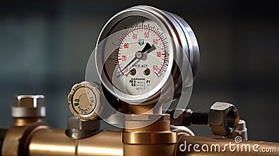 Close-up of an industrial manometer showing gas. Generative AI Stock Photo