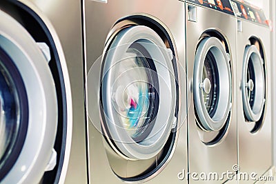 Self service washing machine close-up Stock Photo