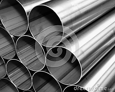 Close up from inox steel pipes Stock Photo