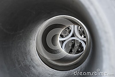 Close up of inside of concrete pipe Stock Photo