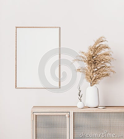 Close up for interior poster mock up in white background Stock Photo