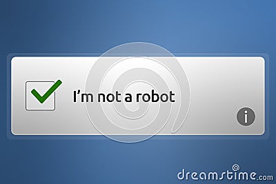 Close-up of Internet CAPTCH / Robot Human Verification Checkbox Code Stock Photo