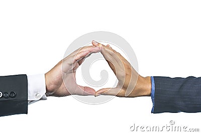 Close-up Interracial Hands with Touching Fingers. Stock Photo