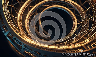 Enigmatic Golden Ciphers Wheel AI Generative Stock Photo