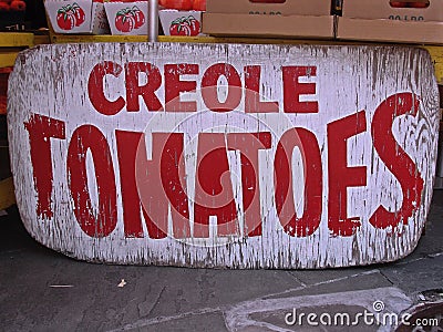 Creole tomatoes weathered sign Editorial Stock Photo