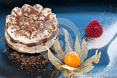 Close up of Italian Tiramisu dessert. Stock Photo