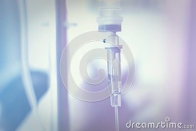 Close up IV saline solution drip for patient Stock Photo