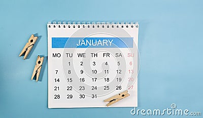 Close up January calendar page. Stock Photo