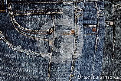 Close up of jeans`s pile Stock Photo