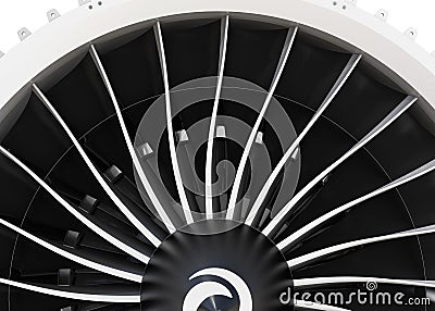 Close-up of jet fan engine turbo blades Stock Photo