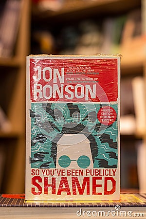 Close-up Jon Ronson's So You've Been Publicly Shamed Novel Editorial Stock Photo