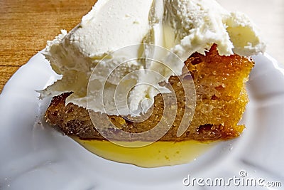 Close up Kadayif.Turkish Bread and Cream Dessert. Stock Photo