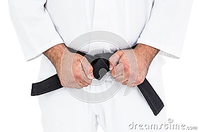 Close-up of karate fighter making fists Stock Photo