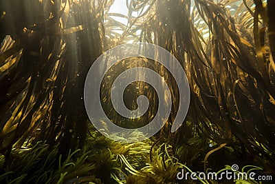 close-up of kelp forest, with single strand and delicate fronds Stock Photo