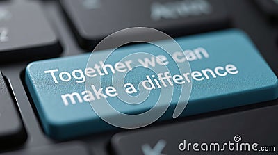Inspirational Message on Keyboard Button for Teamwork and Cooperation Stock Photo