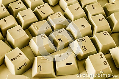 A close up of a keyboard with many keys, including the number keys Stock Photo