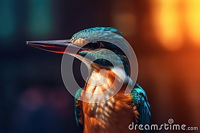 close up of kingfisher bird look at camera with Ai Generated Stock Photo