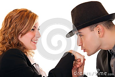 Close-up kissing hands Stock Photo