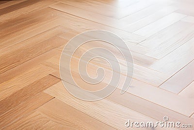 A close-up of a kitchen floor tile in a rough, zigzag pattern. The tile is a warm brown Stock Photo