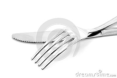 Close up of knife and fork isolated Stock Photo