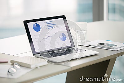 Close up of a laptop on a modern office desk Stock Photo