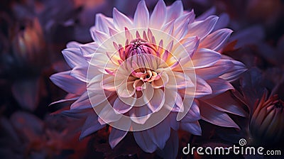 A close up of a large flower with many petals, AI Stock Photo