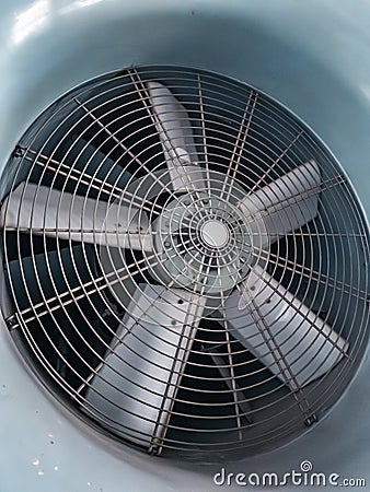 Close-up of a large, gray, industrial fan Stock Photo