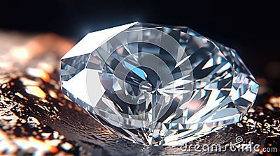 Close-up of a large shiny diamond. Generative AI Stock Photo