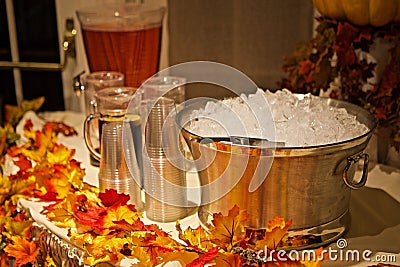 Drink Offerings on an Autumn Table Stock Photo