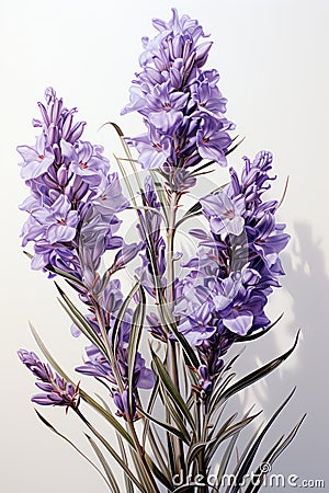 close up lavandula angustifolia on white background. AI Generated Stock Photo