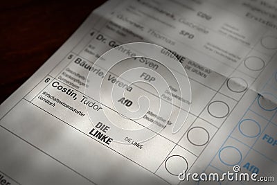 Die Linke The Left German political party Voting paper Editorial Stock Photo