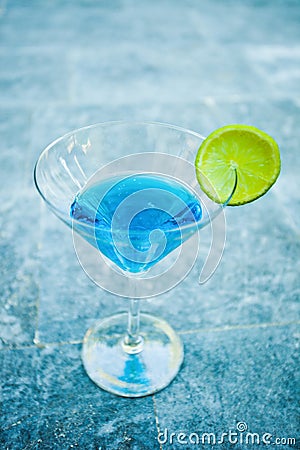 Close up of light blue cool refreshing summer cocktail Stock Photo