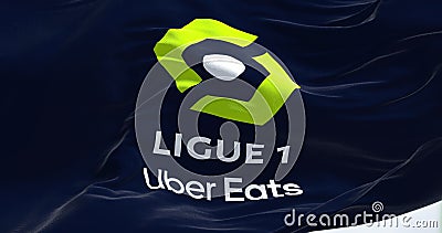 Close-up of the Ligue 1 flag waving in the wind Editorial Stock Photo